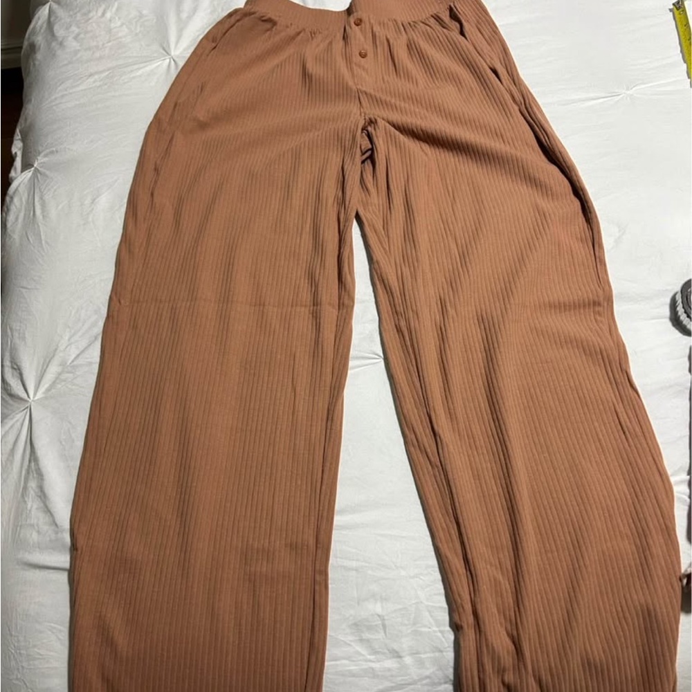 Open Edit Ribbed Wide-Leg Pants & Tank Set - Picture 4 of 4